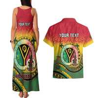 Personalised Vanuatu Couples Matching Tank Maxi Dress and Hawaiian Shirt Yumi 46th Hapi Independens Dei - Reggae Version LT14 - Polynesian Pride