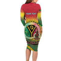 Personalised Vanuatu Family Matching Long Sleeve Bodycon Dress and Hawaiian Shirt Yumi 46th Hapi Independens Dei - Reggae Version LT14 - Polynesian Pride