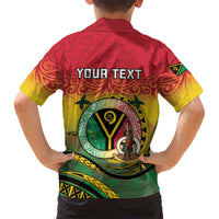 Personalised Vanuatu Family Matching Off Shoulder Maxi Dress and Hawaiian Shirt Yumi 46th Hapi Independens Dei - Reggae Version LT14 - Polynesian Pride