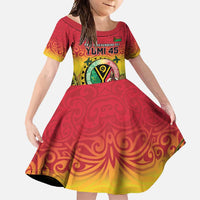 Personalised Vanuatu Family Matching Off Shoulder Maxi Dress and Hawaiian Shirt Yumi 46th Hapi Independens Dei - Reggae Version LT14 Daughter's Dress Reggae - Polynesian Pride