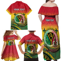 Personalised Vanuatu Family Matching Off Shoulder Maxi Dress and Hawaiian Shirt Yumi 46th Hapi Independens Dei - Reggae Version LT14 - Polynesian Pride