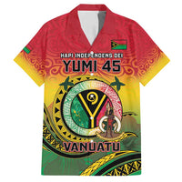Personalised Vanuatu Family Matching Off Shoulder Maxi Dress and Hawaiian Shirt Yumi 46th Hapi Independens Dei - Reggae Version LT14 Dad's Shirt - Short Sleeve Reggae - Polynesian Pride