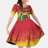 Personalised Vanuatu Family Matching Short Sleeve Bodycon Dress and Hawaiian Shirt Yumi 46th Hapi Independens Dei - Reggae Version LT14 Daughter's Dress Reggae - Polynesian Pride