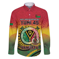 Personalised Vanuatu Family Matching Short Sleeve Bodycon Dress and Hawaiian Shirt Yumi 46th Hapi Independens Dei - Reggae Version LT14 Dad's Shirt - Long Sleeve Reggae - Polynesian Pride
