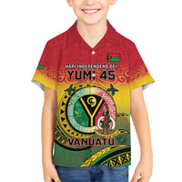Personalised Vanuatu Family Matching Short Sleeve Bodycon Dress and Hawaiian Shirt Yumi 46th Hapi Independens Dei - Reggae Version LT14 Son's Shirt Reggae - Polynesian Pride