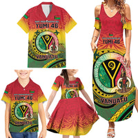 Personalised Vanuatu Family Matching Summer Maxi Dress and Hawaiian Shirt Yumi 46th Hapi Independens Dei - Reggae Version LT14 - Polynesian Pride