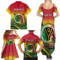Personalised Vanuatu Family Matching Summer Maxi Dress and Hawaiian Shirt Yumi 46th Hapi Independens Dei - Reggae Version LT14 - Polynesian Pride