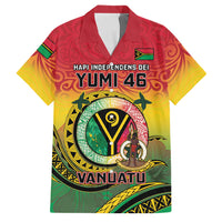 Personalised Vanuatu Family Matching Summer Maxi Dress and Hawaiian Shirt Yumi 46th Hapi Independens Dei - Reggae Version LT14 Dad's Shirt - Short Sleeve Reggae - Polynesian Pride