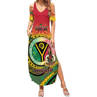 Personalised Vanuatu Family Matching Summer Maxi Dress and Hawaiian Shirt Yumi 46th Hapi Independens Dei - Reggae Version LT14 Mom's Dress Reggae - Polynesian Pride