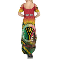 Personalised Vanuatu Family Matching Summer Maxi Dress and Hawaiian Shirt Yumi 46th Hapi Independens Dei - Reggae Version LT14 - Polynesian Pride