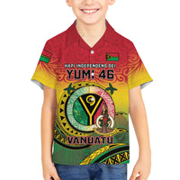 Personalised Vanuatu Family Matching Summer Maxi Dress and Hawaiian Shirt Yumi 46th Hapi Independens Dei - Reggae Version LT14 Son's Shirt Reggae - Polynesian Pride