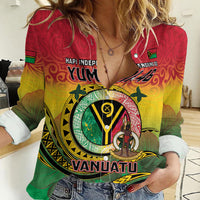 Personalised Vanuatu Women Casual Shirt Yumi 46th Hapi Independens Dei - Reggae Version LT14 Female Reggae - Polynesian Pride