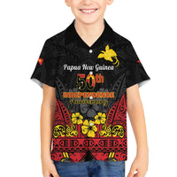 Papua New Guinea Independence Day Family Matching Off The Shoulder Long Sleeve Dress and Hawaiian Shirt PNG Bird of Paradise 50th Anniversary LT14