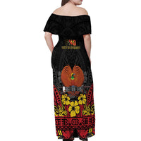 Papua New Guinea Independence Day Off Shoulder Maxi Dress PNG Bird of Paradise 50th Anniversary LT14