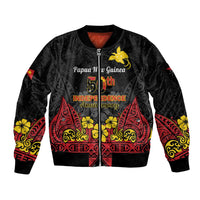 Papua New Guinea Independence Day Sleeve Zip Bomber Jacket PNG Bird of Paradise 50th Anniversary LT14