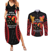 Papua New Guinea Independence Day Couples Matching Summer Maxi Dress and Long Sleeve Button Shirt PNG Since 1975 LT14