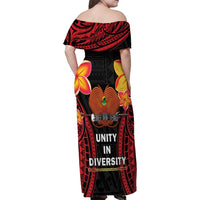 Papua New Guinea Independence Day Family Matching Off Shoulder Maxi Dress and Hawaiian Shirt PNG Since 1975 LT14
