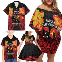 Papua New Guinea Independence Day Family Matching Off Shoulder Short Dress and Hawaiian Shirt PNG Since 1975 LT14