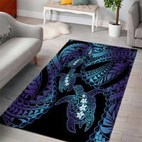 Polynesia Sea Turtle Day Area Rug Tribal Honu Plumeria Polynesian Pattern