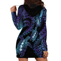 Polynesia Sea Turtle Day Hoodie Dress Tribal Honu Plumeria Polynesian Pattern