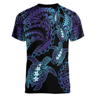 Polynesia Sea Turtle Day Women V-Neck T-Shirt Tribal Honu Plumeria Polynesian Pattern LT14 - Polynesian Pride