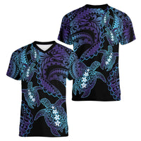 Polynesia Sea Turtle Day Women V-Neck T-Shirt Tribal Honu Plumeria Polynesian Pattern LT14 - Polynesian Pride