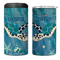 World Sea Turtle Day Polynesia 4 in 1 Can Cooler Tumbler Go With The Flow
