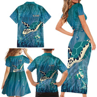 World Sea Turtle Day Polynesia Family Matching Short Sleeve Bodycon Dress and Hawaiian Shirt Go With The Flow