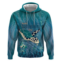 World Sea Turtle Day Polynesia Zip Hoodie Go With The Flow LT14 Pullover Hoodie Cyan - Polynesian Pride