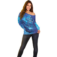 Kuri New Zealand Matariki Off Shoulder Sweater Aotearoa Dog Waka Maori New Year Galaxy Vibes