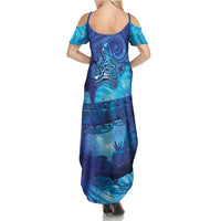 Kuri New Zealand Matariki Summer Maxi Dress Aotearoa Dog Waka Maori New Year Galaxy Vibes