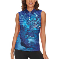 Kuri New Zealand Matariki Women Sleeveless Polo Shirt Aotearoa Dog Waka Maori New Year Galaxy Vibes