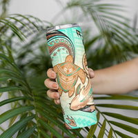 Hawaii Skinny Tumbler Polynesian Shark and Sea Turtle Dreamy Turquoise Artsy