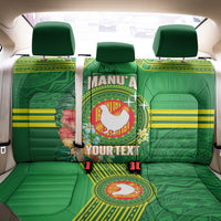 Personalized Manu'a Cession Day Back Car Seat Cover Tropical Flowers With Polynesian Pattern