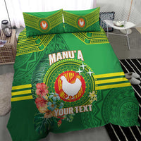 Personalized Manu'a Cession Day Bedding Set Tropical Flowers With Polynesian Pattern