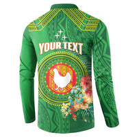 Personalized Manu'a Cession Day Button Sweatshirt Tropical Flowers With Polynesian Pattern