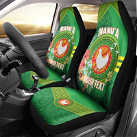 Personalized Manu'a Cession Day Car Seat Cover Tropical Flowers With Polynesian Pattern