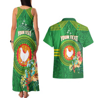 Personalized Manu'a Cession Day Couples Matching Tank Maxi Dress and Hawaiian Shirt Tropical Flowers With Polynesian Pattern
