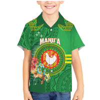 Personalized Manu'a Cession Day Family Matching Mermaid Dress and Hawaiian Shirt Tropical Flowers With Polynesian Pattern