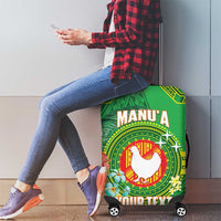 Personalized Manu'a Cession Day Luggage Cover Tropical Flowers With Polynesian Pattern