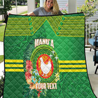 Personalized Manu'a Cession Day Quilt Tropical Flowers With Polynesian Pattern