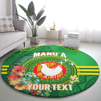 Personalized Manu'a Cession Day Round Carpet Tropical Flowers With Polynesian Pattern