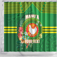 Personalized Manu'a Cession Day Shower Curtain Tropical Flowers With Polynesian Pattern