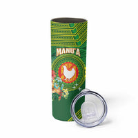 Personalized Manu'a Cession Day Skinny Tumbler Tropical Flowers With Polynesian Pattern