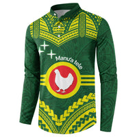 Manu'a Flag Day Button Sweatshirt Polynesian Pattern National Color Proud