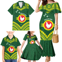 Manu'a Flag Day Family Matching Mermaid Dress and Hawaiian Shirt Polynesian Pattern National Color Proud