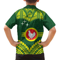 Manu'a Flag Day Family Matching Short Sleeve Bodycon Dress and Hawaiian Shirt Polynesian Pattern National Color Proud