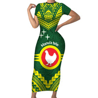 Manu'a Flag Day Family Matching Short Sleeve Bodycon Dress and Hawaiian Shirt Polynesian Pattern National Color Proud