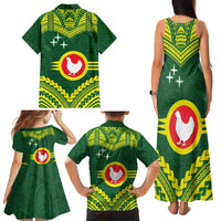 Manu'a Flag Day Family Matching Tank Maxi Dress and Hawaiian Shirt Polynesian Pattern National Color Proud