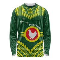Manu'a Flag Day Long Sleeve Shirt Polynesian Pattern National Color Proud